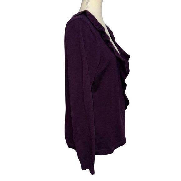 Fenn Wright Manson 100% Italian Merino Wool Solid Purple front tie Blouse size L - Picture 4 of 9